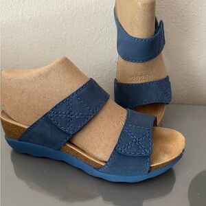 DANSKO Maddy slip on wedge Sandals BLUE 38